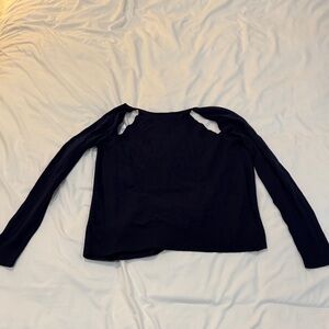 Diane Von furstenberg  navy cashmere cutout wrap sweater long sleeve Women's Top